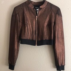 Bebe
Super Sexy Foiled Crop Jacket - Bronze